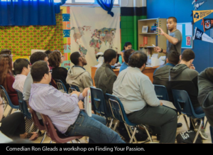PHOTO: Comedian Ron Gleads a workshop on Finding Your Passion.