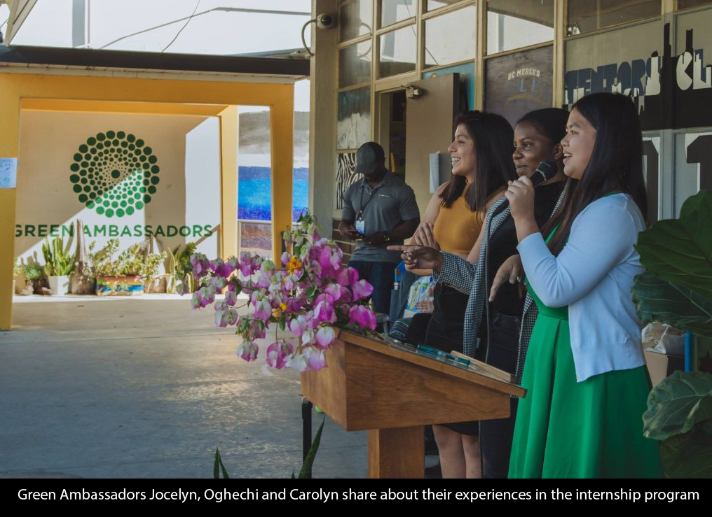 PHOTO: Green Ambassadors Jocelyn, Oghechi and Carolyn share about their experiences in the internship program