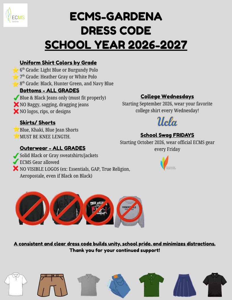 ECMS-Gardena Dress Code, School Year 2026-2027 (English)
