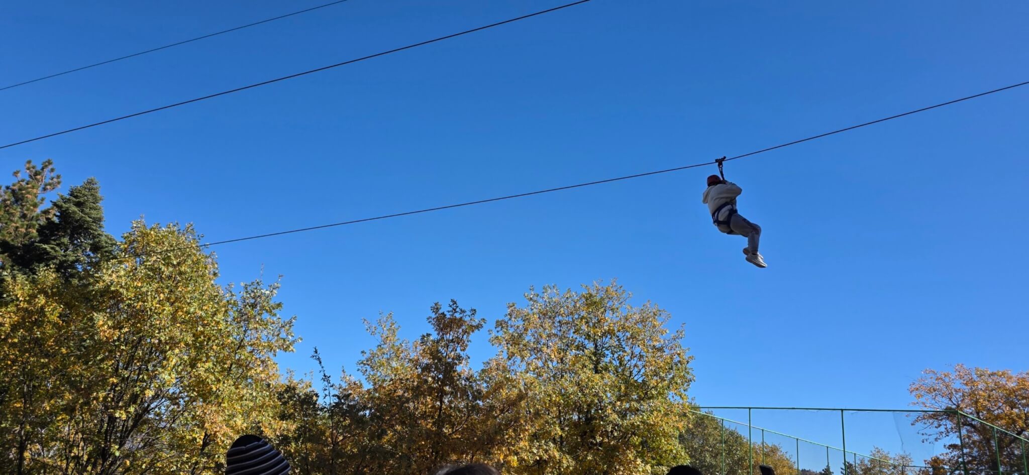 ECMS-Gardena student on the zip line at outdoor education