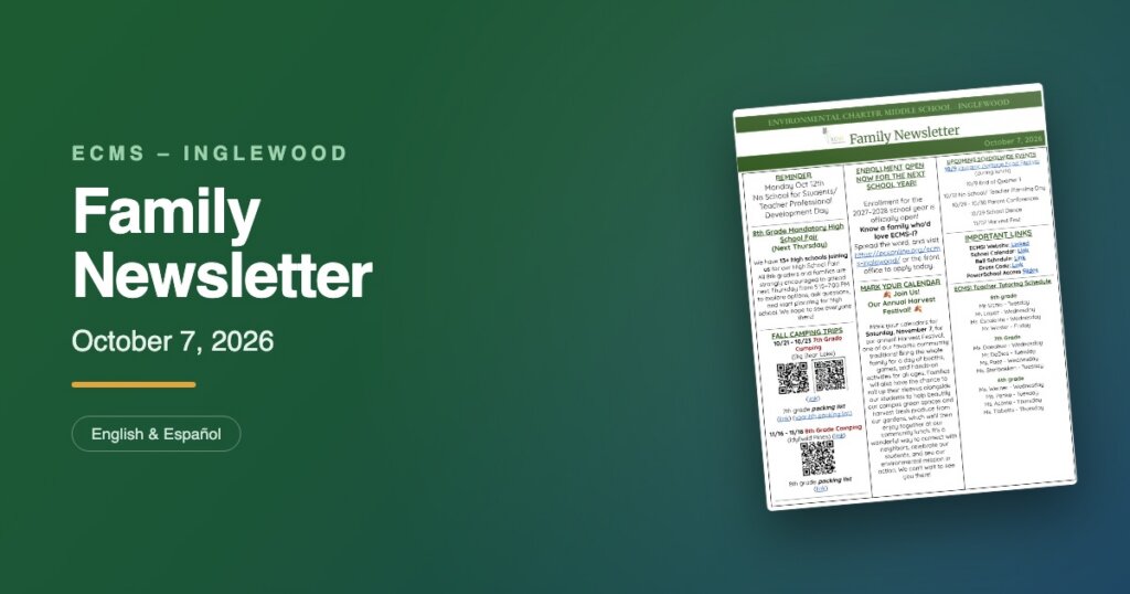 ECMS-Inglewood Family Newsletter, October 7, 2026