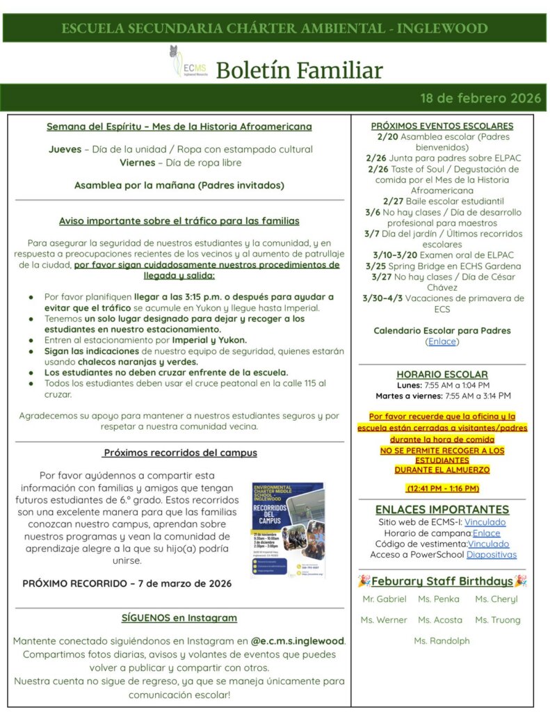 ECMS-Inglewood Family Newsletter, February 18, 2026, page 2